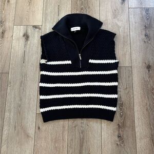 John + Jenn Black and White Zip-Up Sweater